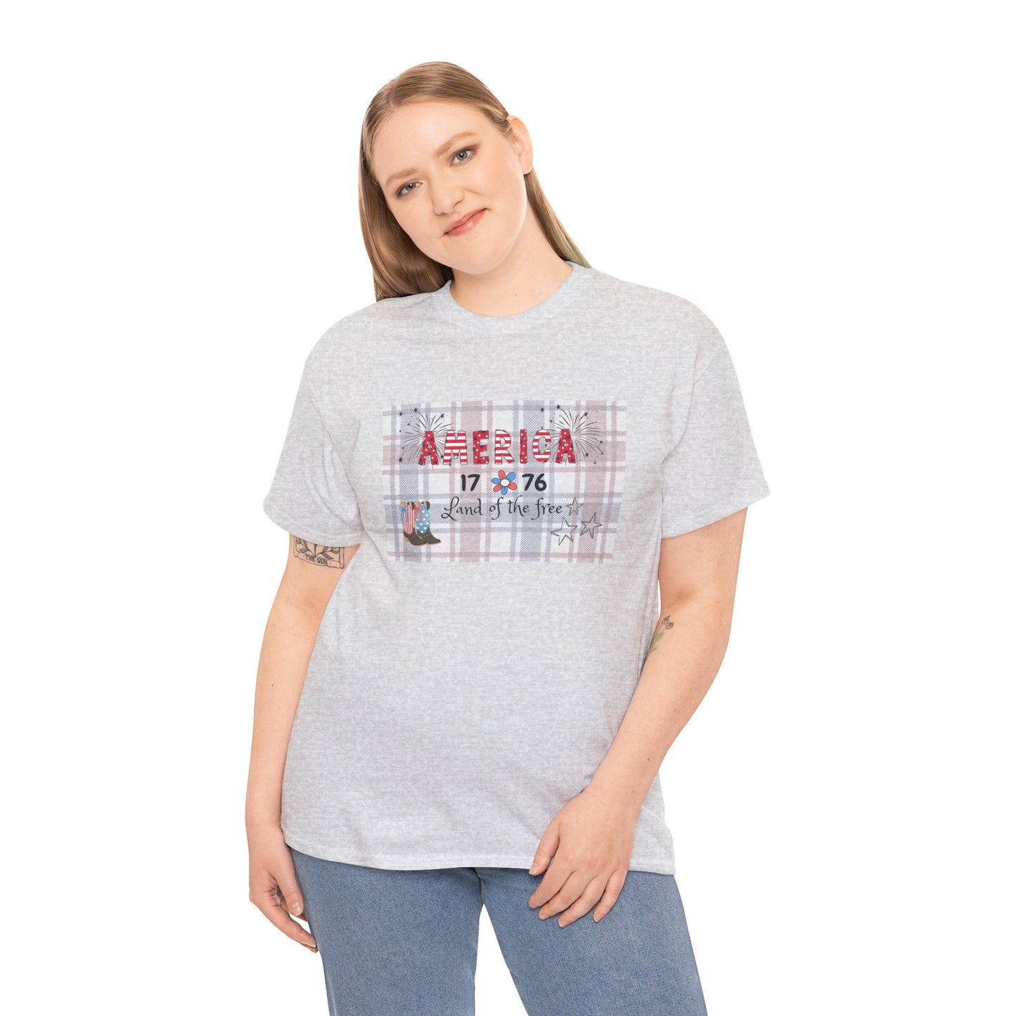 Patriotic Unisex Heavy Cotton Tee | America 1776 Land of the Free